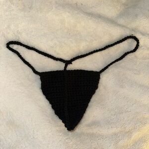 Black Crochet Bikini Bottom/Thong